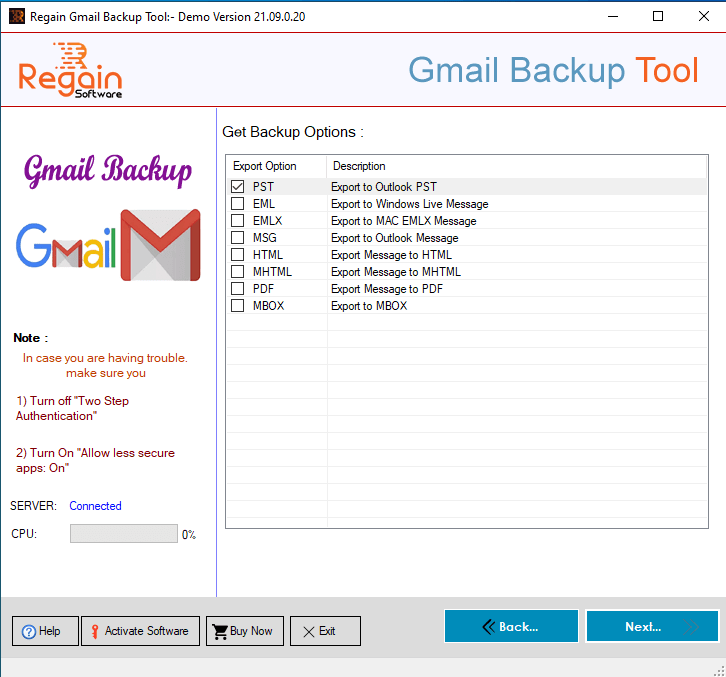 Save Gmail Backup in multiple format